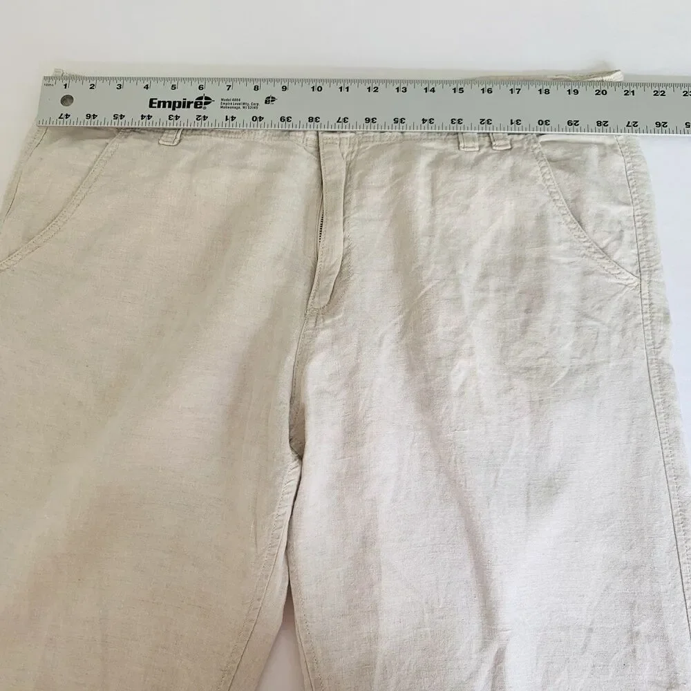 Old Navy 100% Linen Pants Mens 38x30 Beige Straight Leg Coastal Resort Beach Y2K